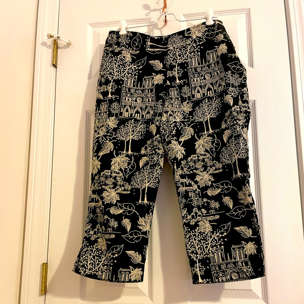 GRACE Elements capri pants! Patterned w/scattered sequins & side slits. Sz 10.